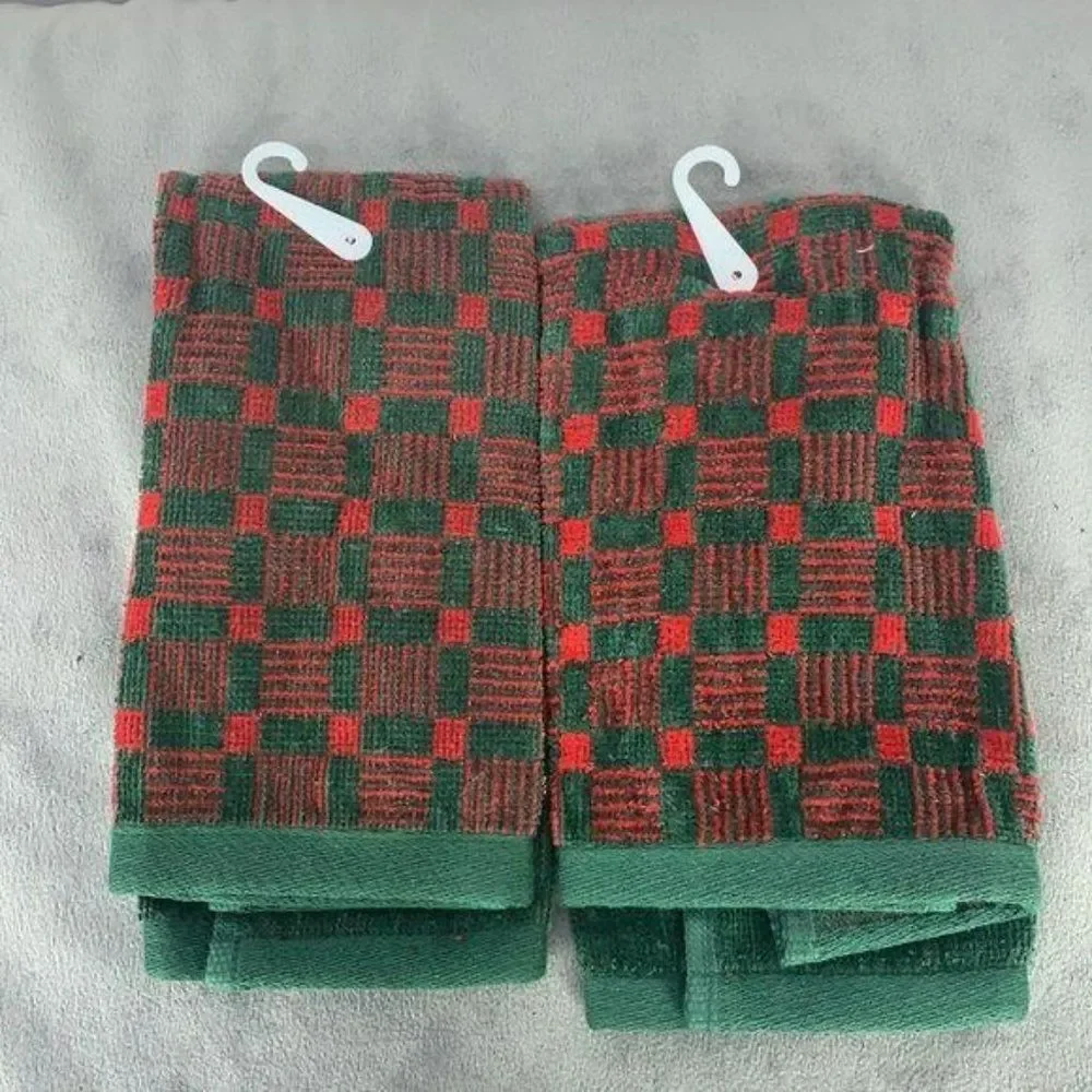 Peachtree Products Red Green Bear Hand Towels Christmas Holiday Festive‎ 2003